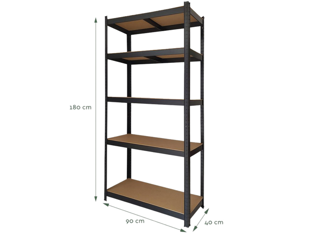 Stellingkast BRASQ 5 borden 90x40x180cm SU175 max 875 KG zwart