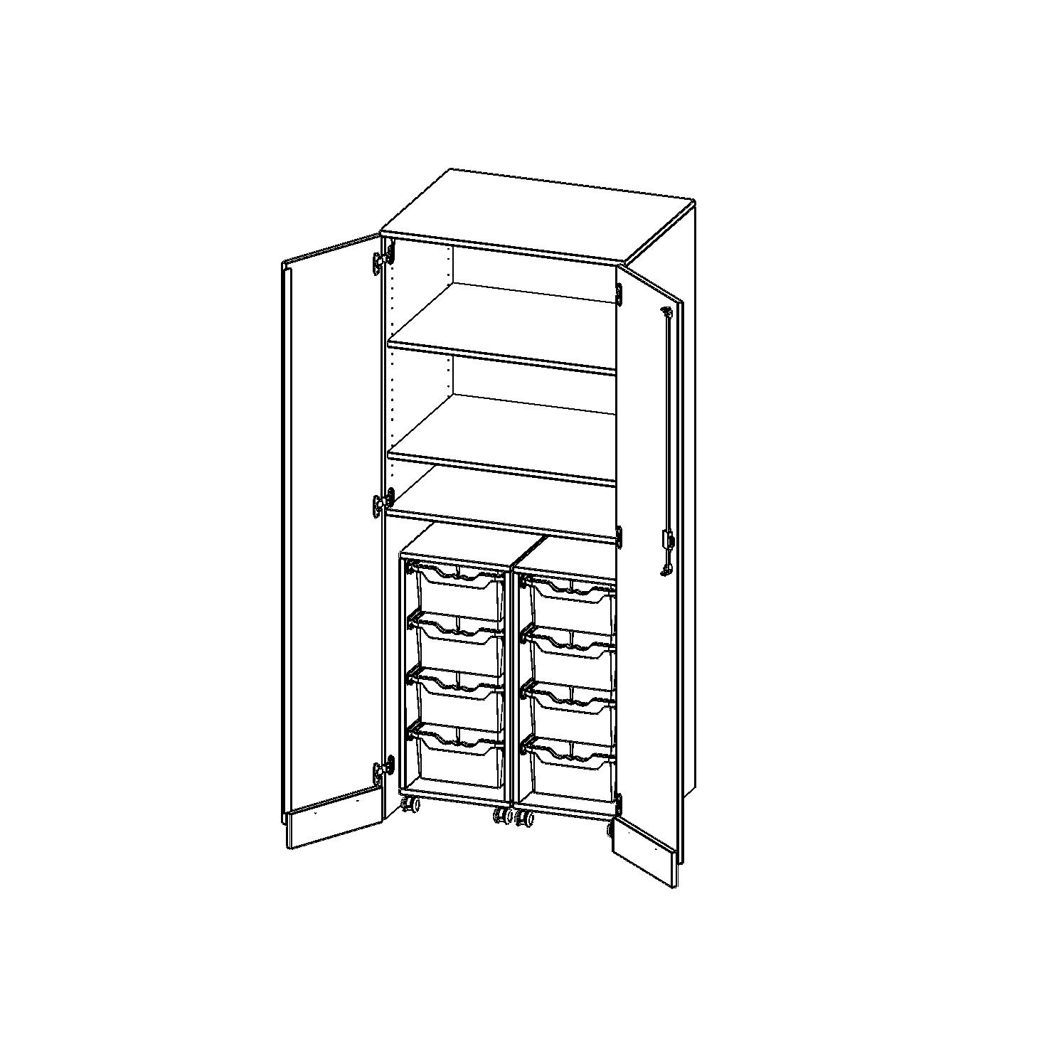 Garagekast zonder onderstel, 5 ordnerhoogtes - serie evo180