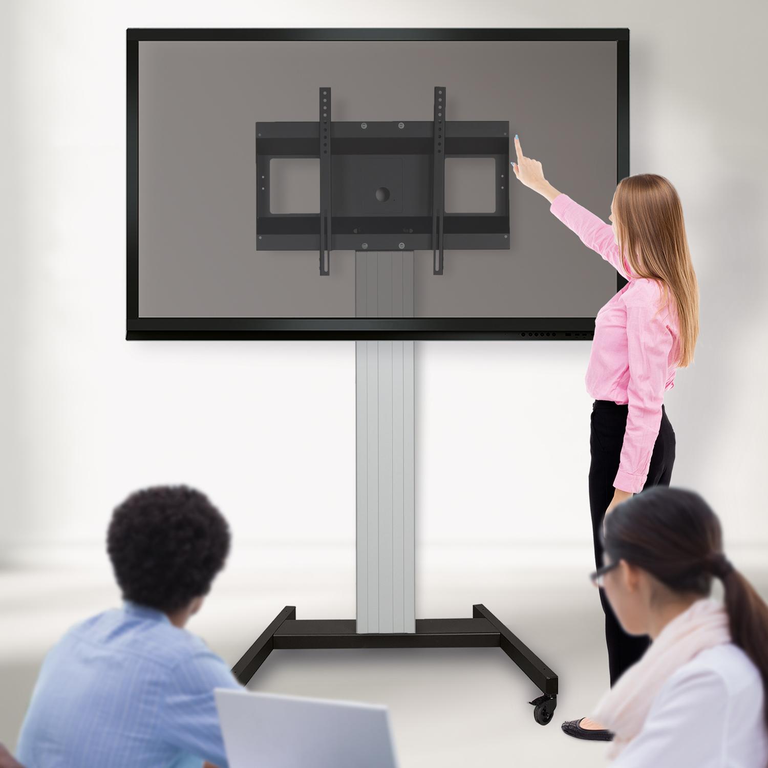 Tv-trolley, verrijdbaar statief met monitorbeugel, middendisplay 178 cm