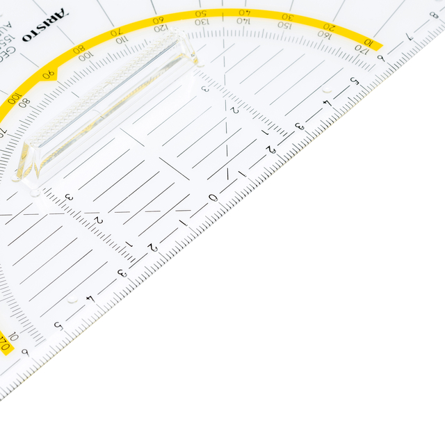 Geodriehoek Aristo 1555/2 225mm met greep transparant
