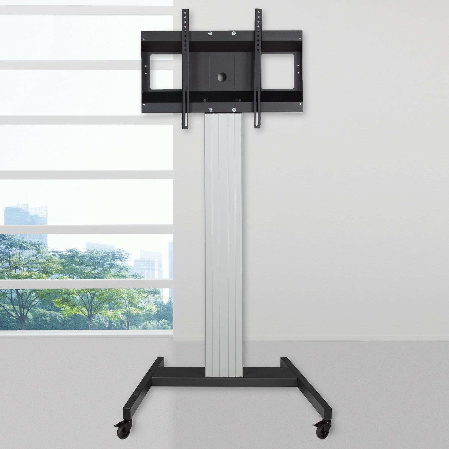 Tv-trolley, verrijdbaar statief met monitorbeugel, middendisplay 178 cm