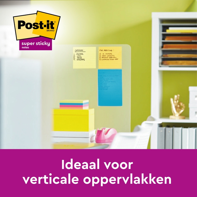 Memoblok Post-it 6445 Super Sticky 152x101mm assorti 3st