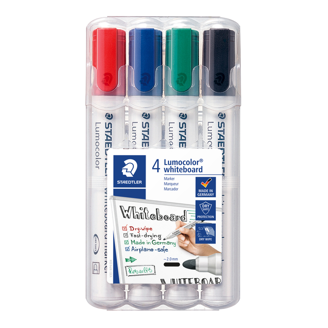 Whiteboardmarker Staedtler Lumocolor 351 set à 4 stuks standaard assorti