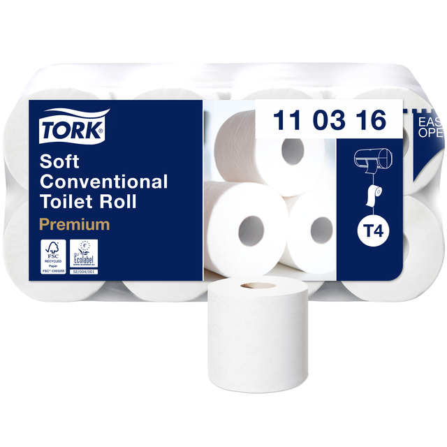 Toiletpapier Tork T4 Premium 3-laags 250 vel wit 110316