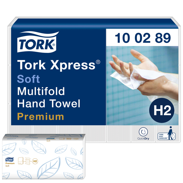 Handdoek Tork H2 Xpress Premium multifold 2-laags 212x255mm 21x150 vel wit 100289