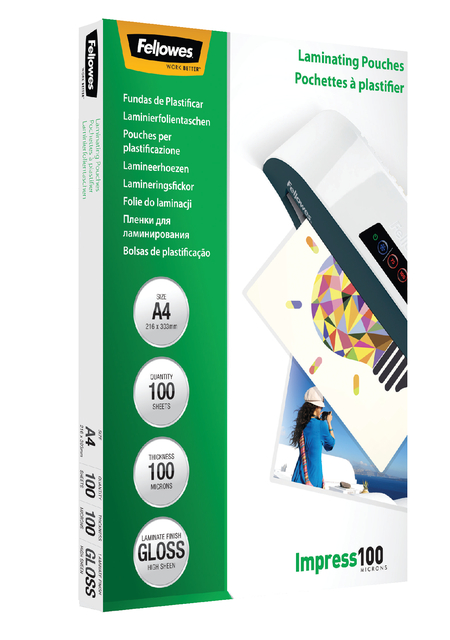 Lamineerhoes Fellowes A4 2x100micron glans 100 stuks