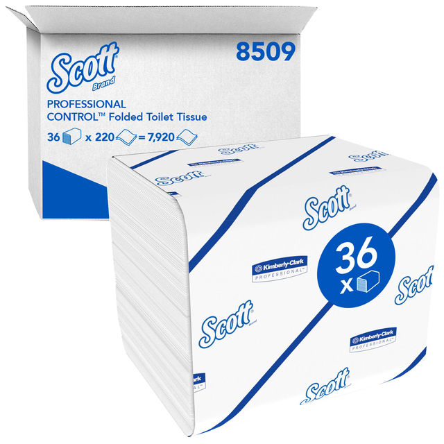 Toiletpapier Scott Control gevouwen 2-laags 110x186mm wit 8509