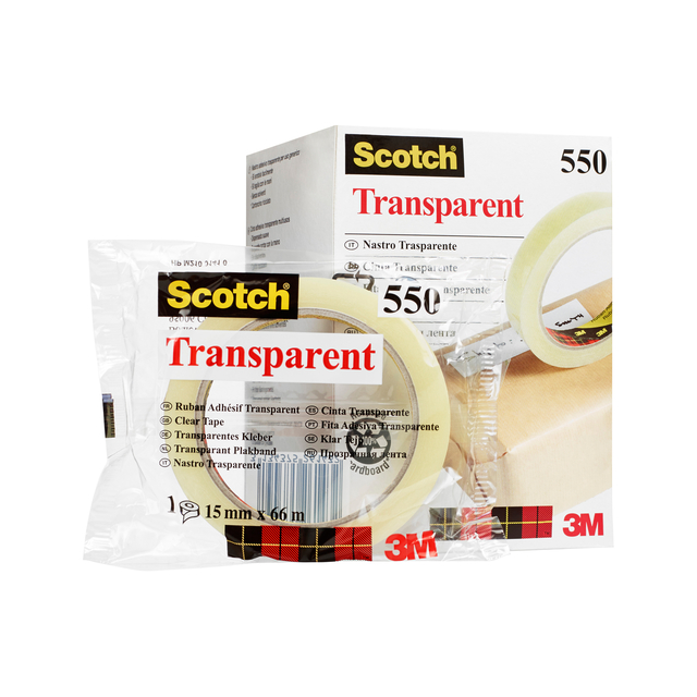 Plakband Scotch 550 15mmx66m transparant