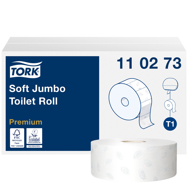 Toiletpapier Tork T1 Premium jumbo 2-laags 360m wit 110273