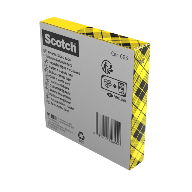 Plakband Scotch Magic 665 19mmx33m dubbelzijdig