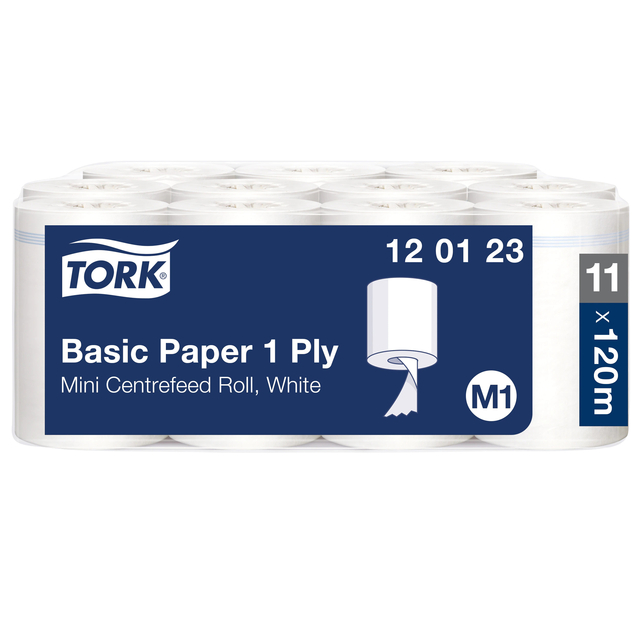 Poetspapier Tork M1 Basic Universal 1-laags 120m wit 120123