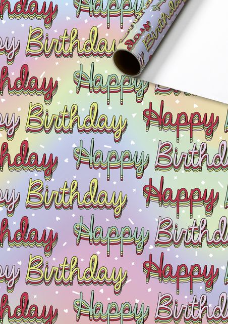 Inpakpapier Stewo Happy Birthday 200x70cm  assorti