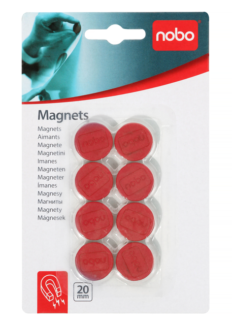 Magneet Nobo 20mm 120gr rood 8 stuks