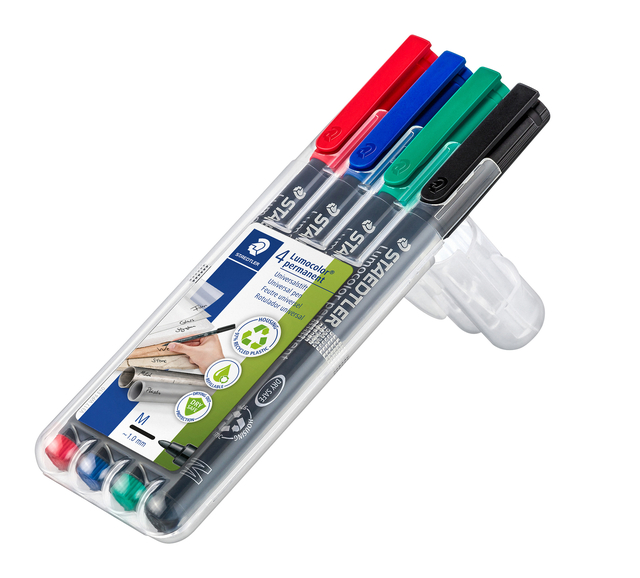 Viltstift Staedtler Lumocolor 317 permanent M set à 3 +1 stuk gratis