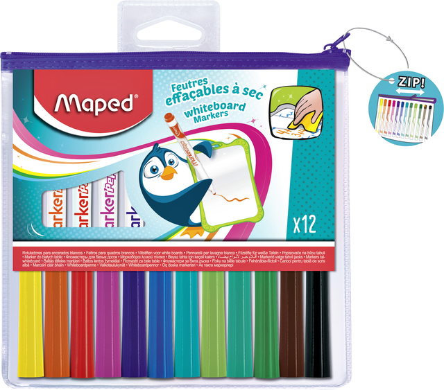 Viltstift Maped Marker'Peps whiteboard set á 12 kleuren