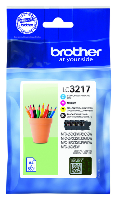 Inktcartridge Brother LC-3217 zwart + 3 kleuren