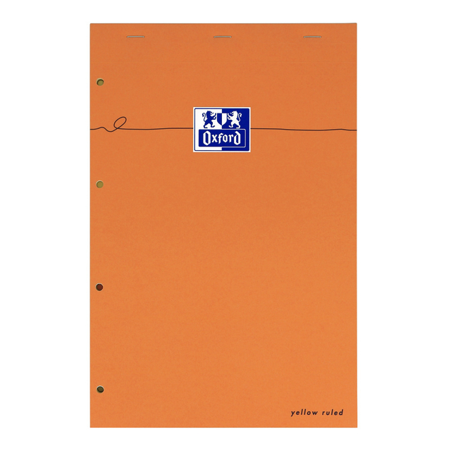 Cursusblok Oxford Orange Notepad A4+ lijn 4-gaats 160 pagina's 80gr oranje