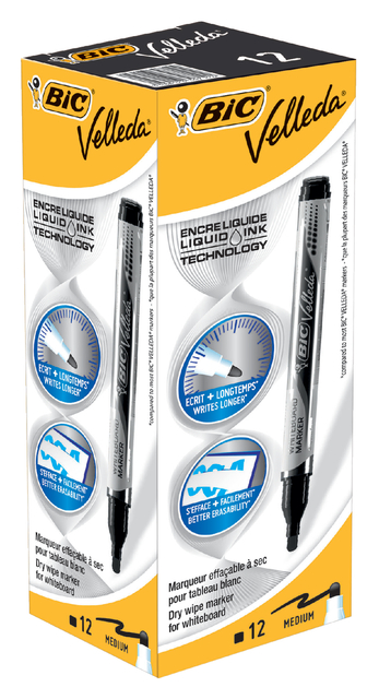 Whiteboardmarker Bic Velleda liquid rond medium zwart