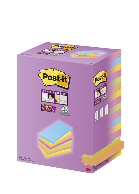 Memoblok Post-it 655 127x76mm assorti 16 stuks