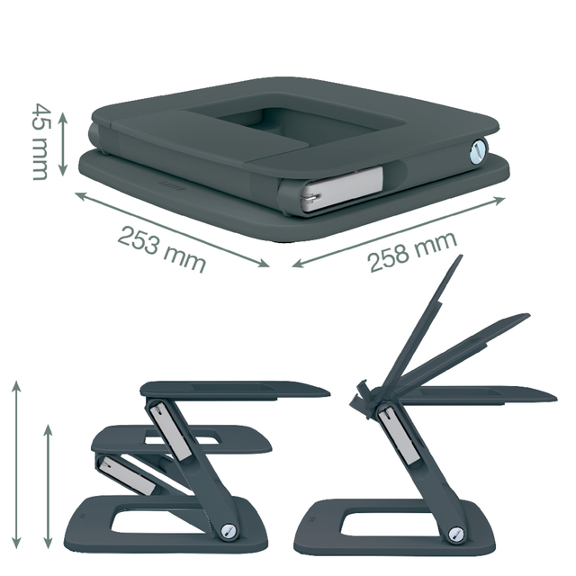 Laptopstandaard Leitz Ergo verstelbare multihoek grijs