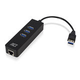 ACT USB hub 3.0, 3 poorts USB-A, Gigabit ethernet