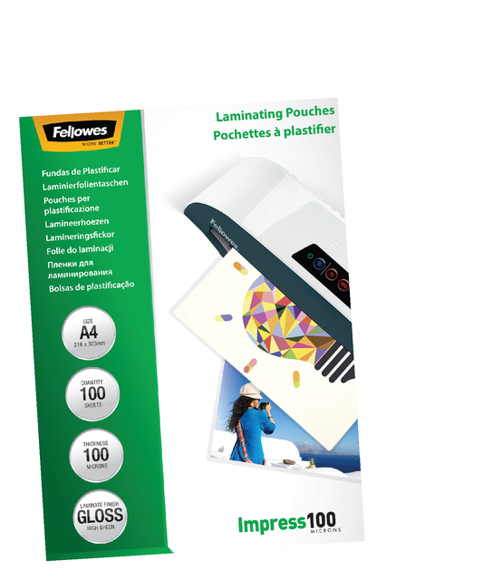 Lamineerhoes Fellowes A4 2x100micron glans 100 stuks