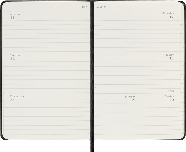 Agenda 2025 Moleskine 12M Planner Weekly 7dagen/2pagina's pocket hc black