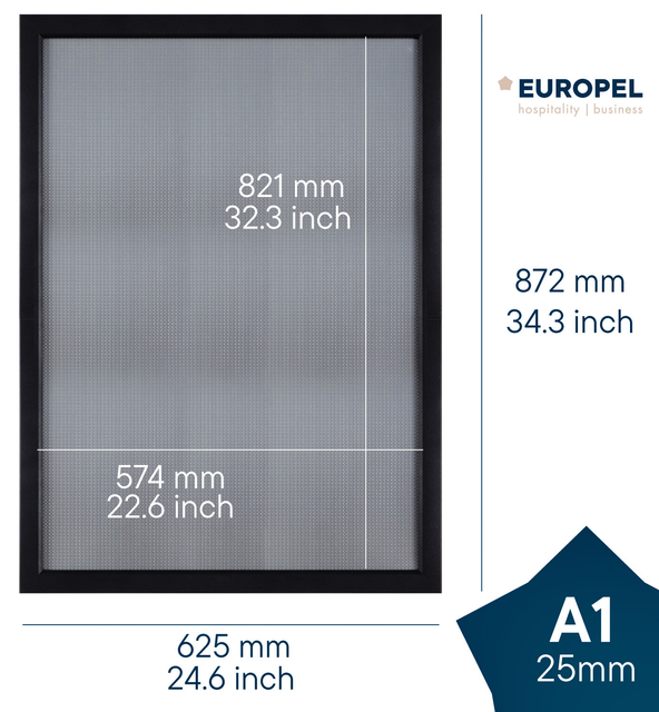 Kliklijst Europel A1 25mm mat zwart