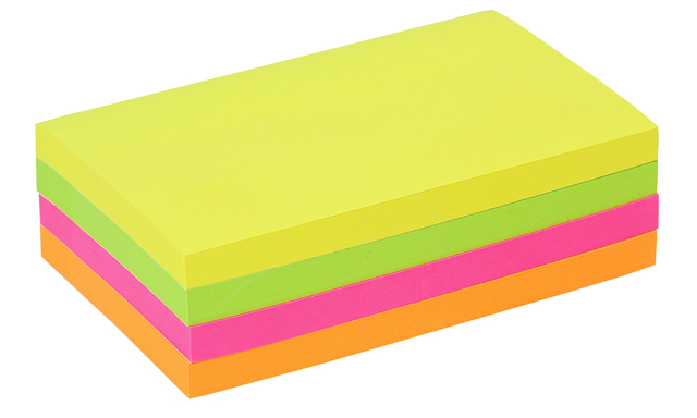 Memoblok Quantore 76x127mm neon assorti 4 kleuren 400 vel