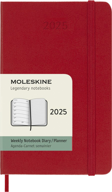 Agenda 2025 Moleskine 12M Planner Weekly 7dagen/1pagina pocket sc scarlet red