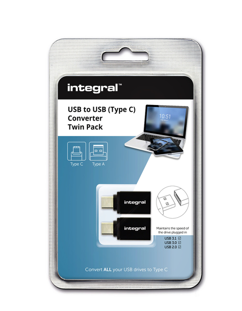 Adapter Integral 3.1 USB-A naar USB-C 2 stuks