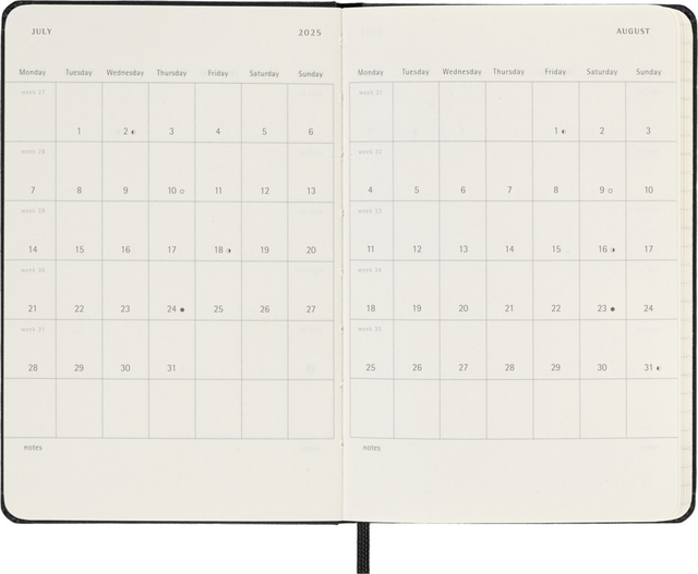 Agenda 2025 Moleskine 12M Planner Weekly 7dagen/2pagina's pocket hc black