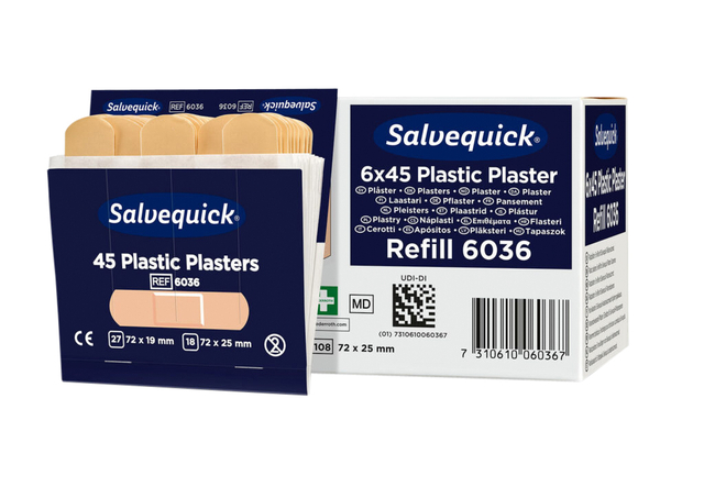 Pleister Salvequick navulling plastic 6 kaarten à 45 stuks 6036