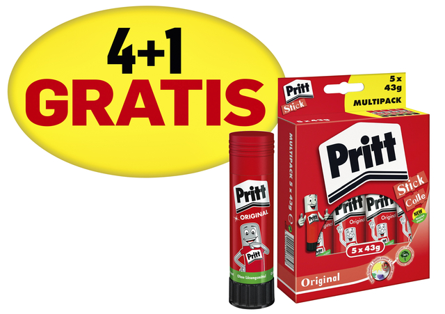 Lijmstift Pritt Stick Original 43gr promopack 4+1 gratis