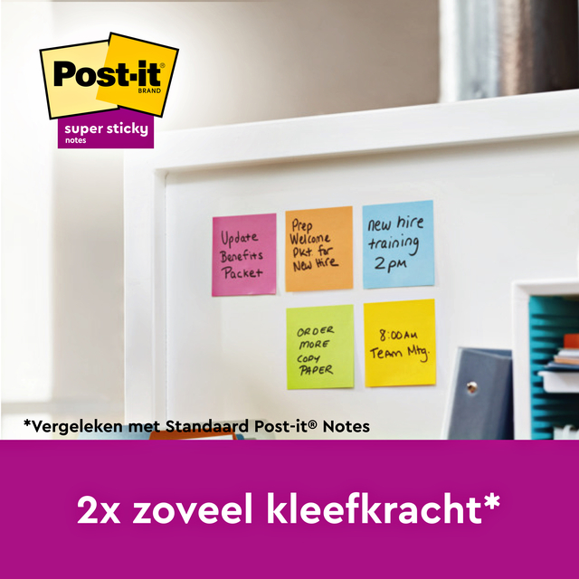 Memoblok Post-it 654 Super Sticky 76x76mm Soulful 6 stuks