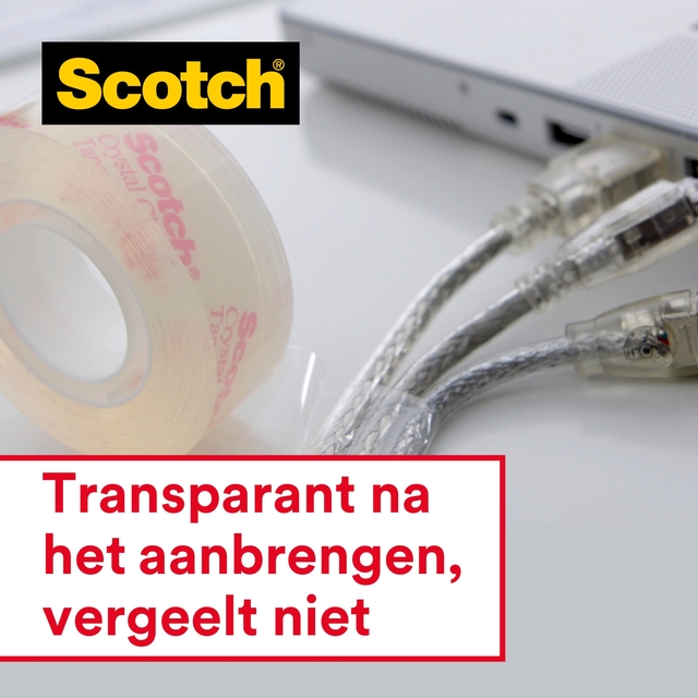 Plakband Scotch Crystal 600 19mmx7.5m transparant 2+1 gratis + handdispenser