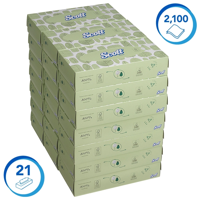 Facial tissues Scott 2-laags 100 vel wit 8837