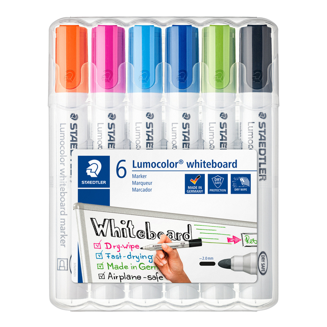 Whiteboardmarker Staedtler Lumocolor 351 set à 6 stuks fun assorti