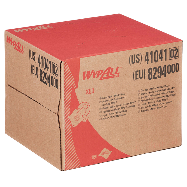 Reinigingsdoek WypAll X80 dispenserdoos 1-laags 160 vel blauw 8294