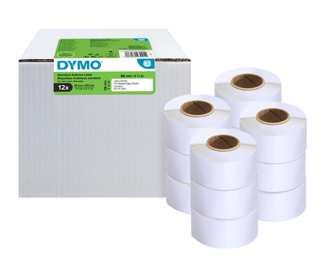 Etiket Dymo LabelWriter adressering 28x89mm 12 rollen á 130 stuks wit