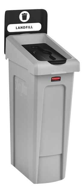 Deksel Rubbermaid Slim Jim Recyclestation gesloten zwart