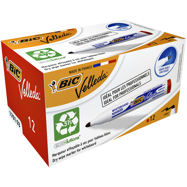 Whiteboardmarker Bic Velleda 1701 rond large rood