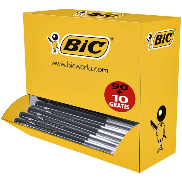 Balpen Bic M10 medium zwart doos à 90+10 gratis