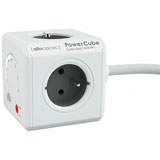 Allocacoc PowerCube Extended WiFi, stekkerdoos Type E, 4 sockets, 1.5m, wit/grijs