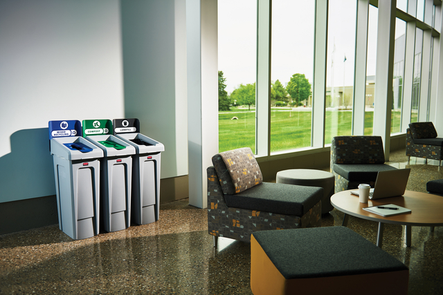 Paneel Rubbermaid Slim Jim Recyclestation voor label groen