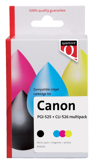 Inktcartridge Quantore alternatief tbv Canon PGI-525+CLI-526 2 zwart + 3 kleuren