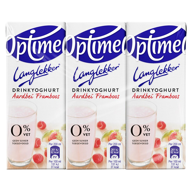 Drinkyoghurt Optimel Langlekker aardbei framboos 20cl