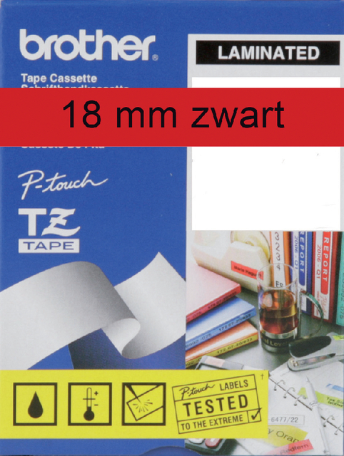 Labeltape Brother P-touch TZe-441 standaard 18mm zwart op rood