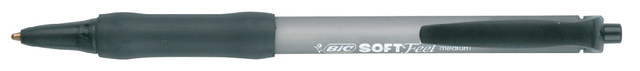 Balpen Bic soft feel grip clic medium zwart