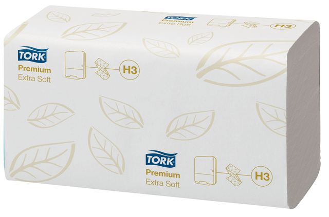 Handdoek Tork H3 Premium singlefold 2-laags 226x230mm 15x200 vel wit 100278